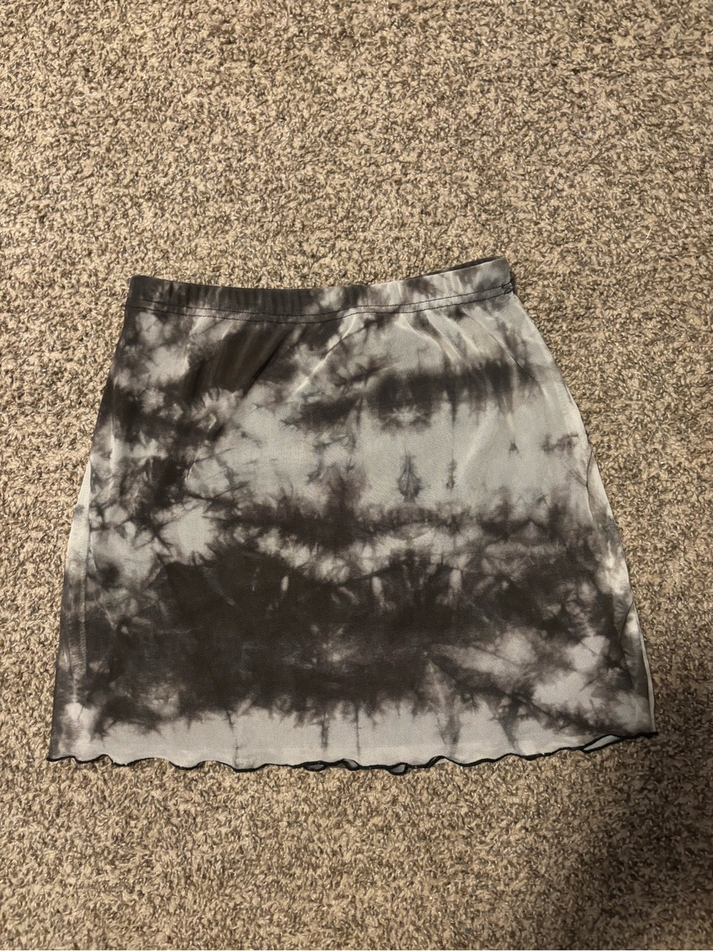 Tie-Dye Mini Skirt - Black and Gray